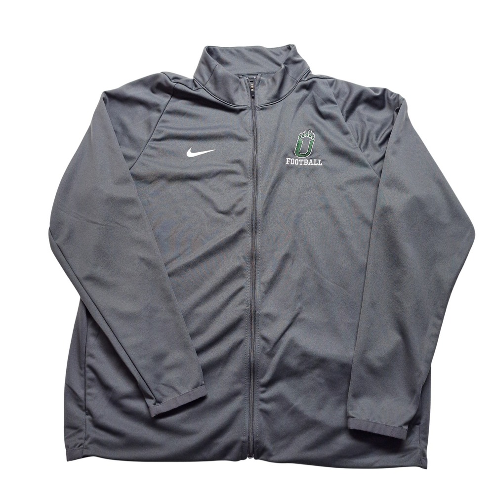 Nike Track Jacket Mens XL Gray Excellent Dri-FIT U Football Full Zip Mock Neck